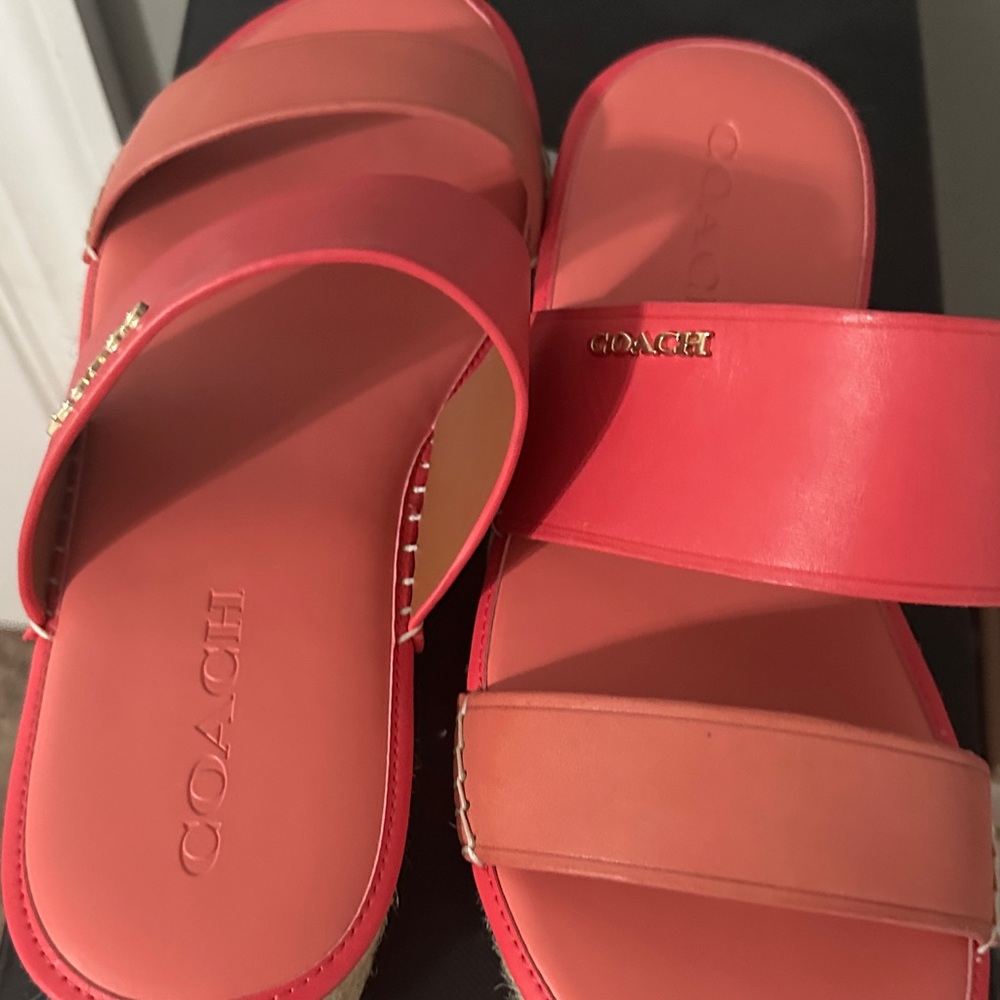Coach Women's Red Slide Sandals